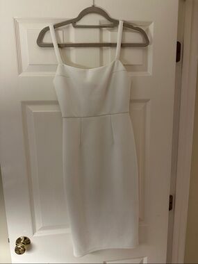Classic White Spaghetti-Strap Sheath Dress